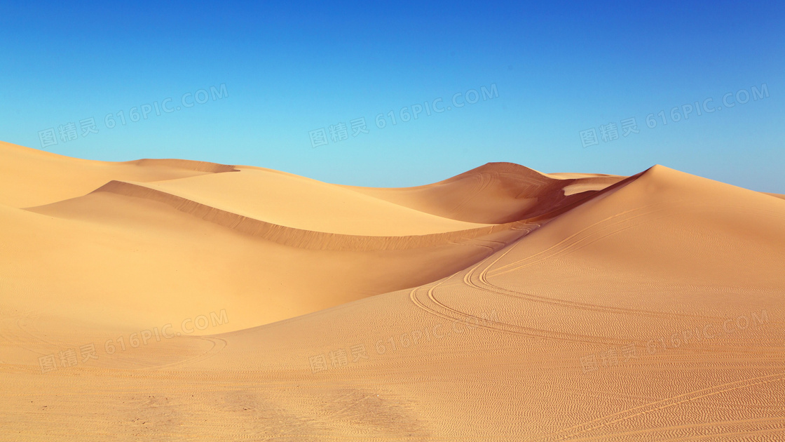 蓝天下的沙漠和沙丘高清摄影图片