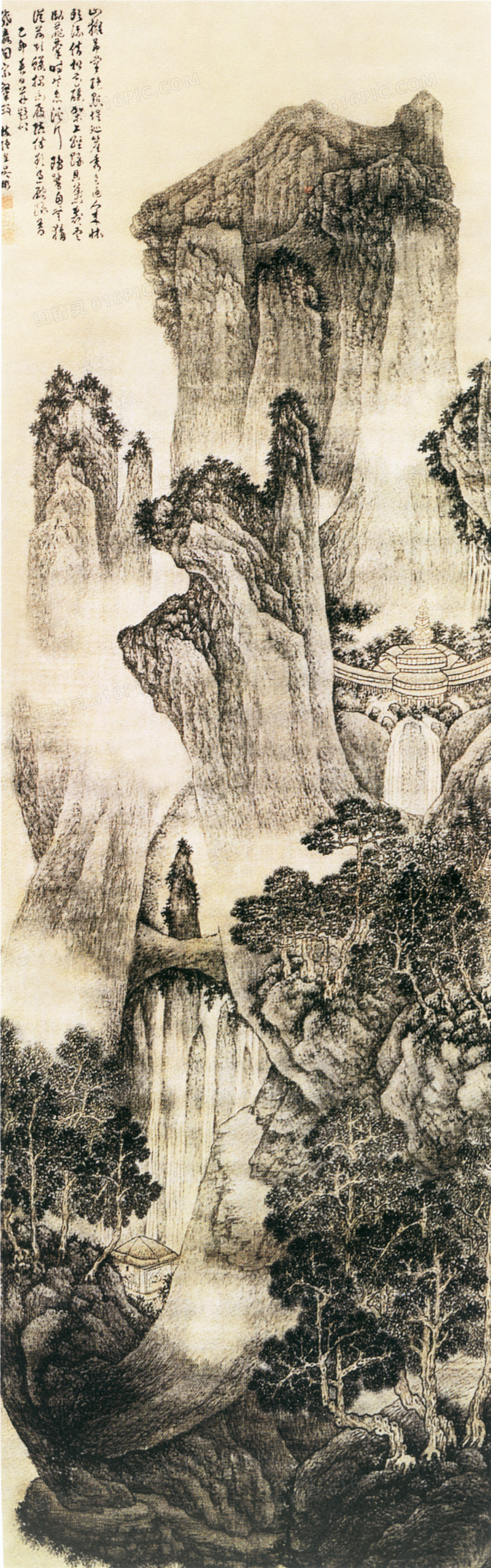 明代吴彬的溪山绝尘图国画作品图片