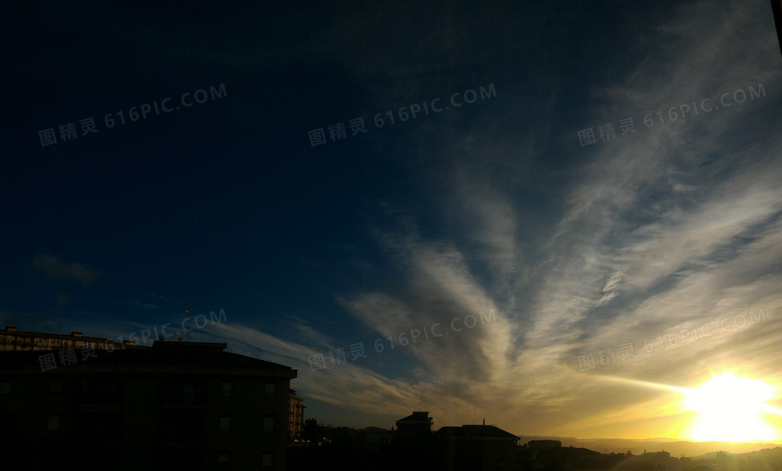 夕阳西下时的黄昏风景摄影高清图片