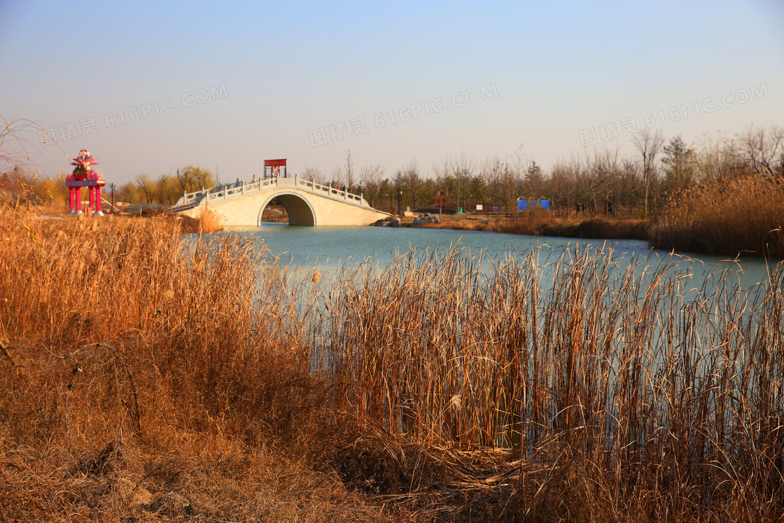 田园小桥流水美丽风光摄影图片