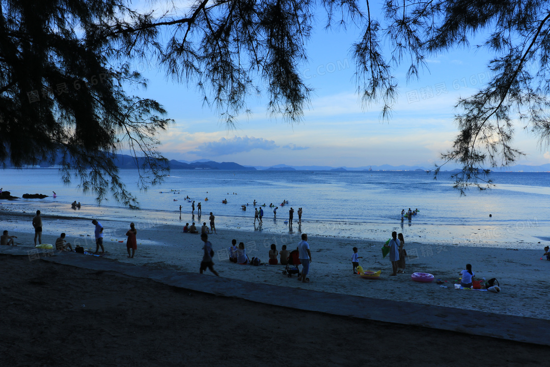 杨梅坑海滩夕阳美景摄影图片