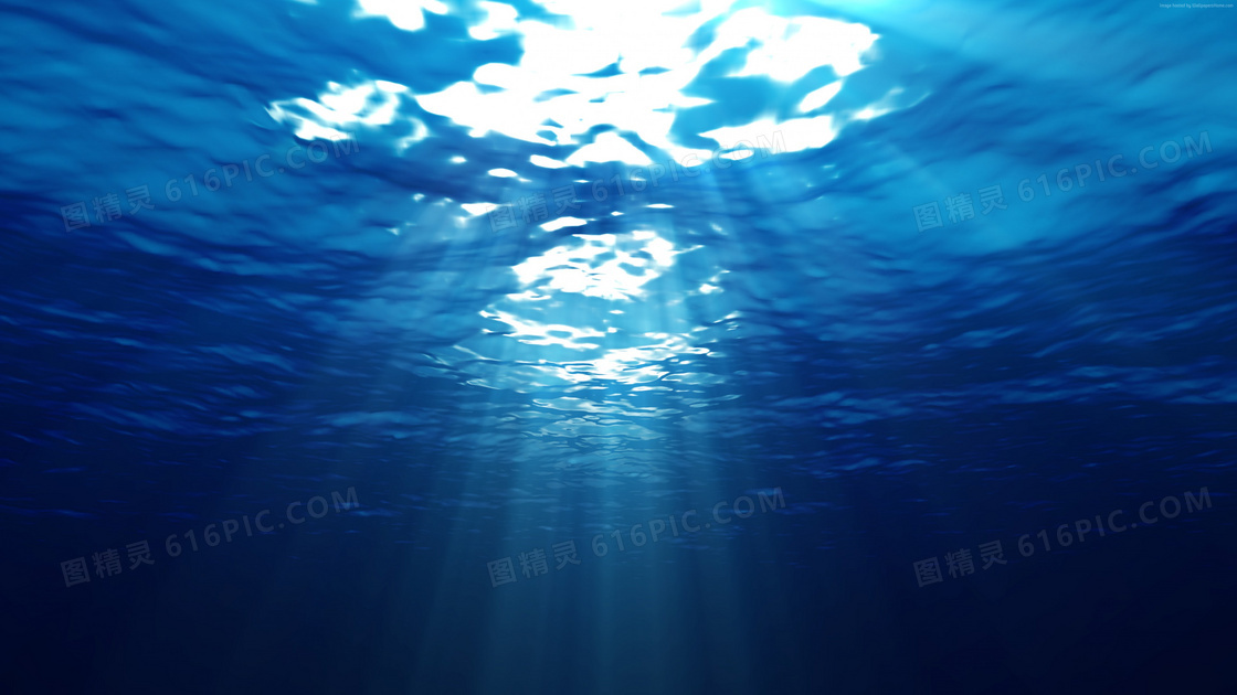 透射进阳光的水下风光摄影高清图片