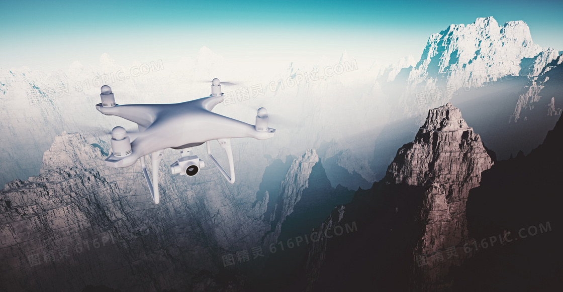 崇山峻岭上空的无人机摄影高清图片