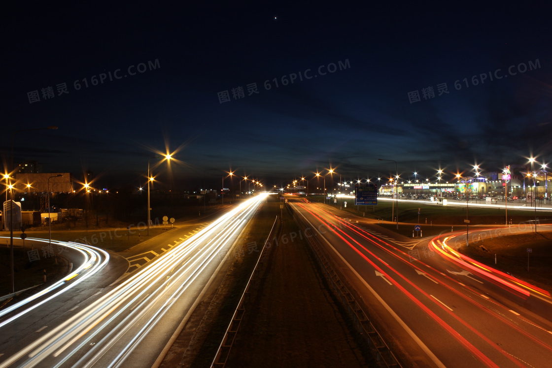 夜晚城市道路炫丽光效创意高清图片