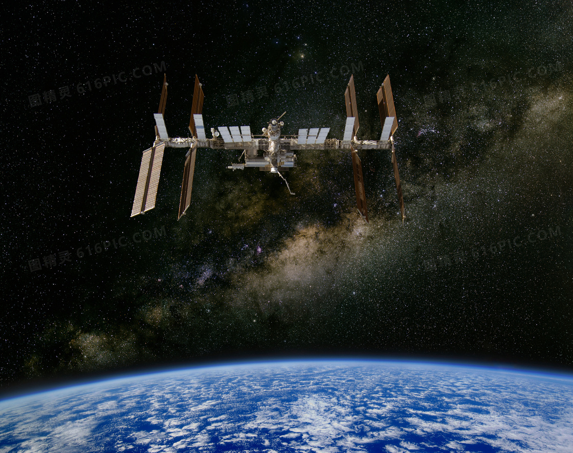 浩瀚星空中的宇宙空间站等高清图片