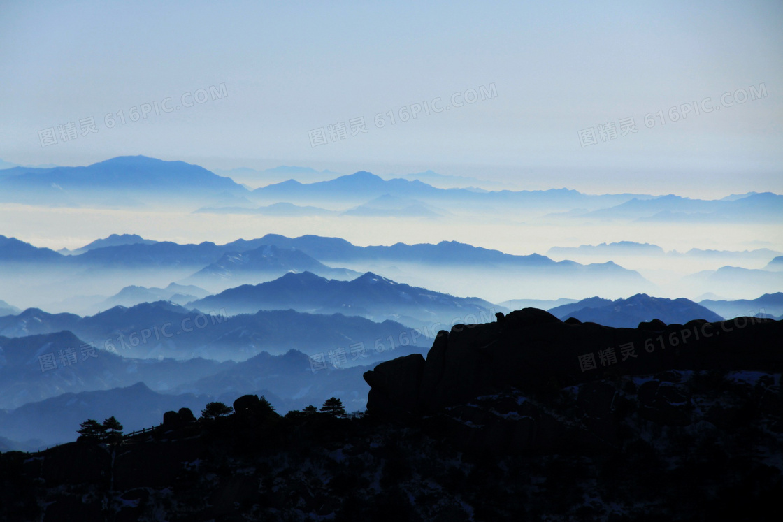 黄山神峰云海云雾摄影图片