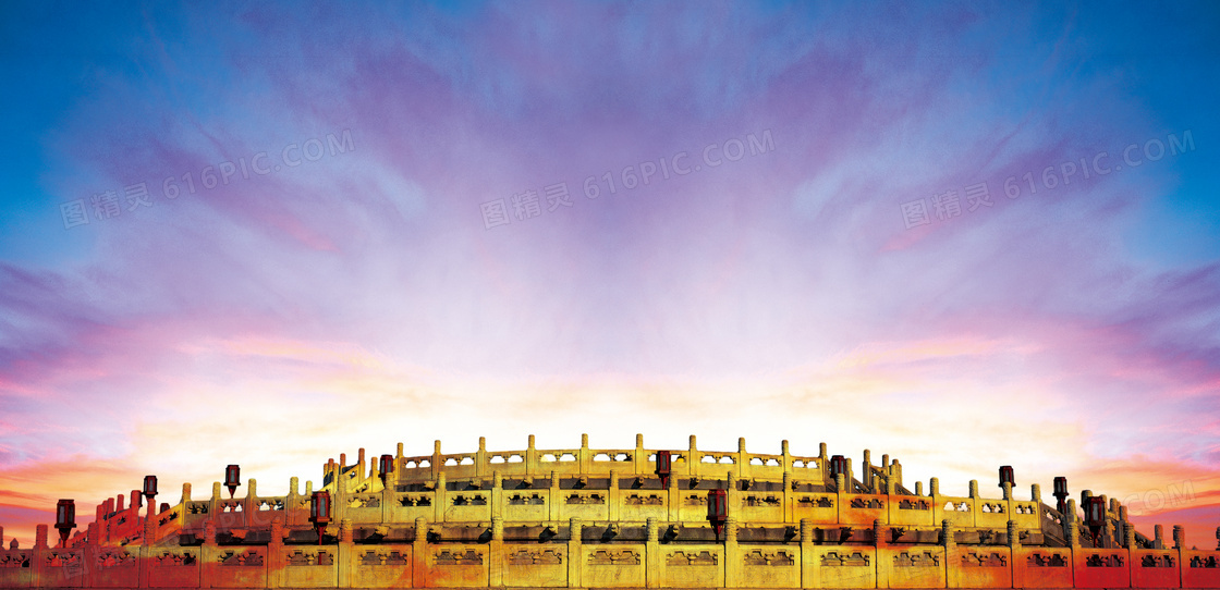 绚丽光线天坛公园景色摄影图片