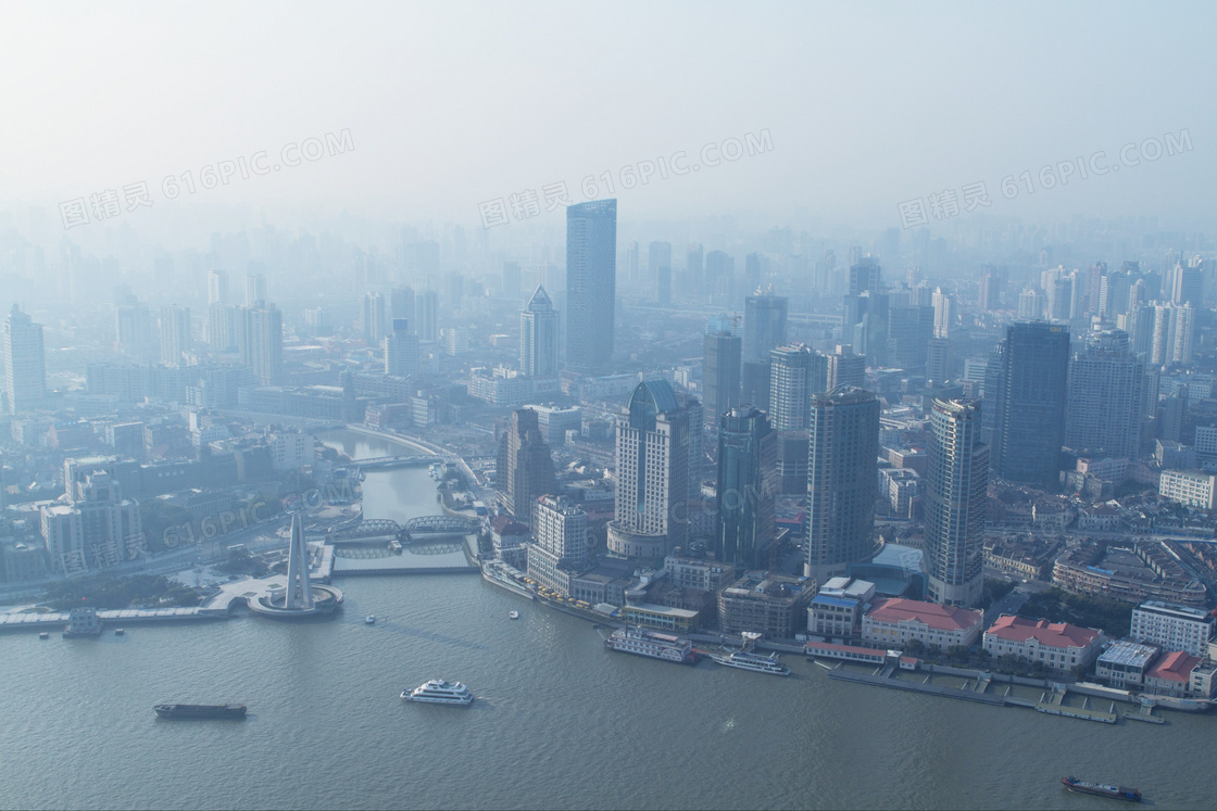 黄浦江西岸建筑群风光摄影高清图片