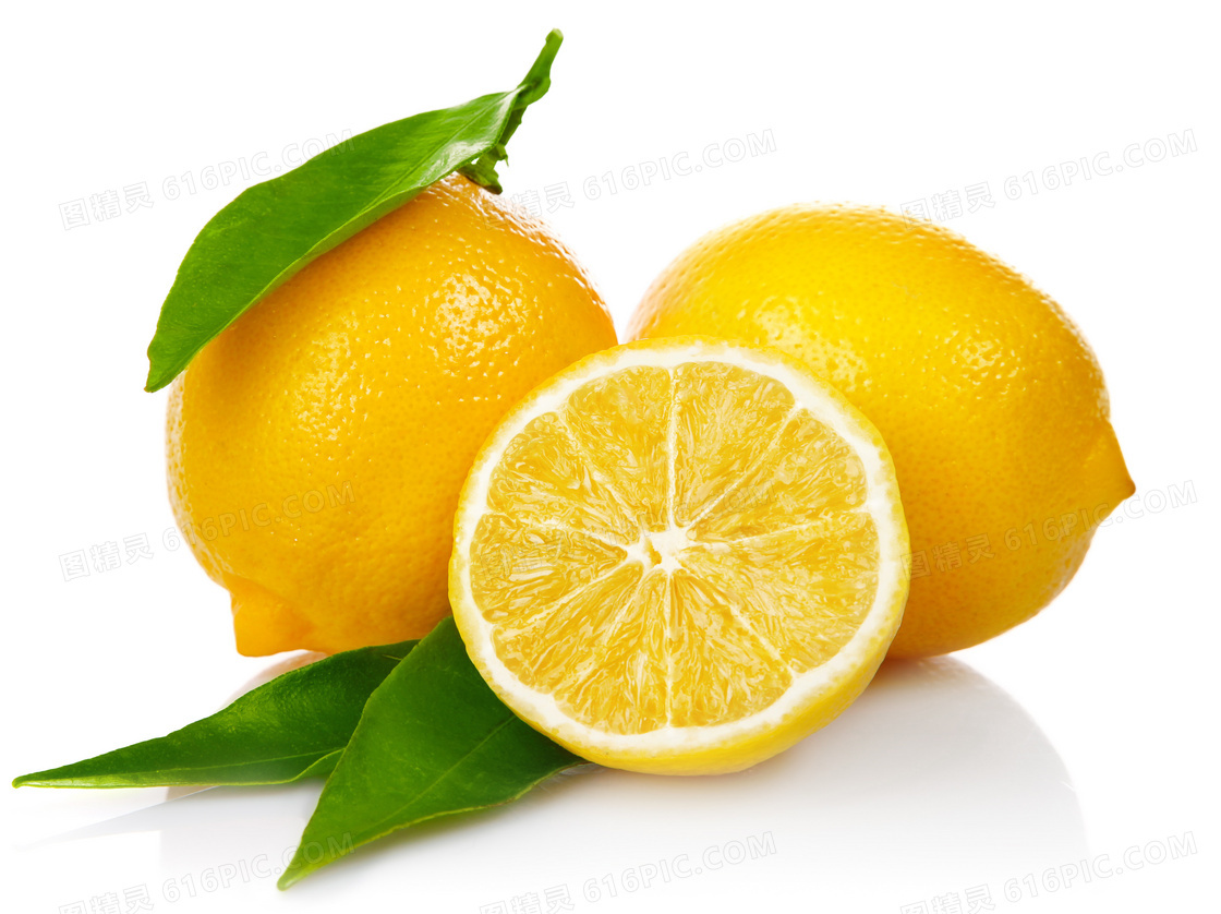 酸爽多汁的黄柠檬特写摄影高清图片