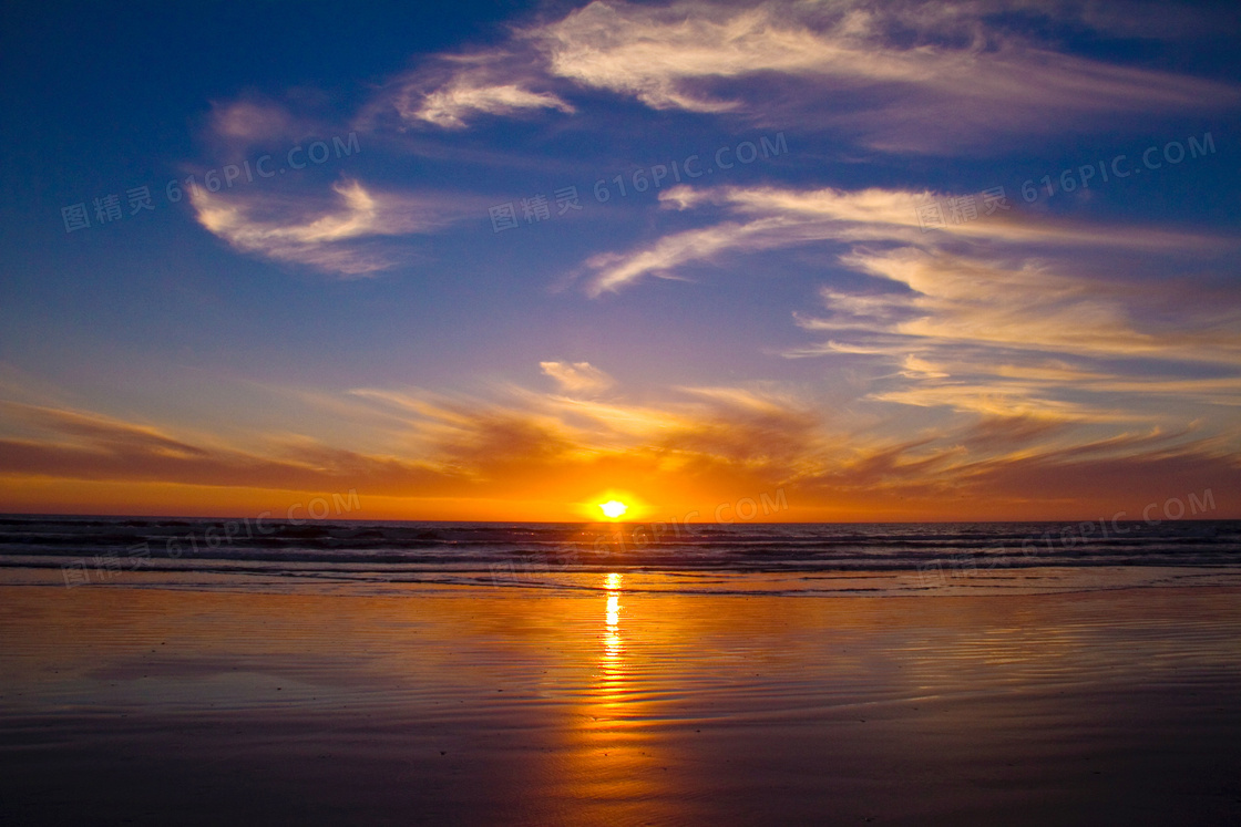 大海上的夕阳美景高清摄影图片