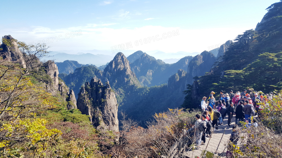 黄山景区美丽的大山美景摄影图片