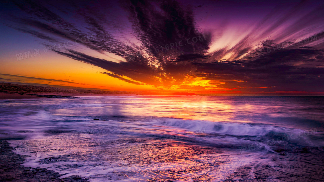 日落晚霞海景自然风光摄影高清图片
