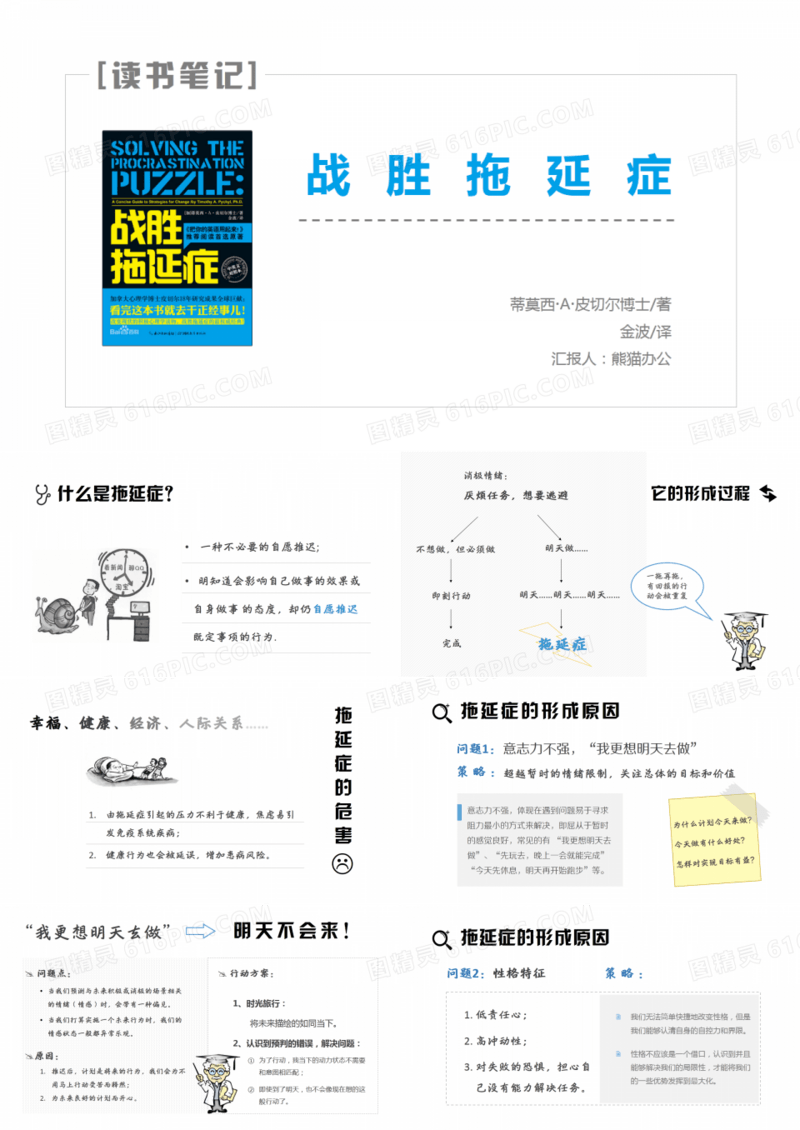 战胜拖延症读书笔记PPT作品