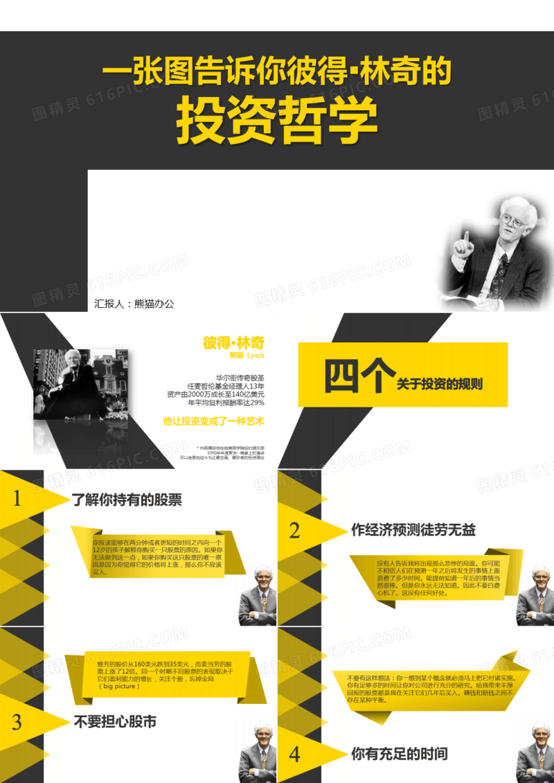 一张图告诉你彼得林奇投资法则PPT作品