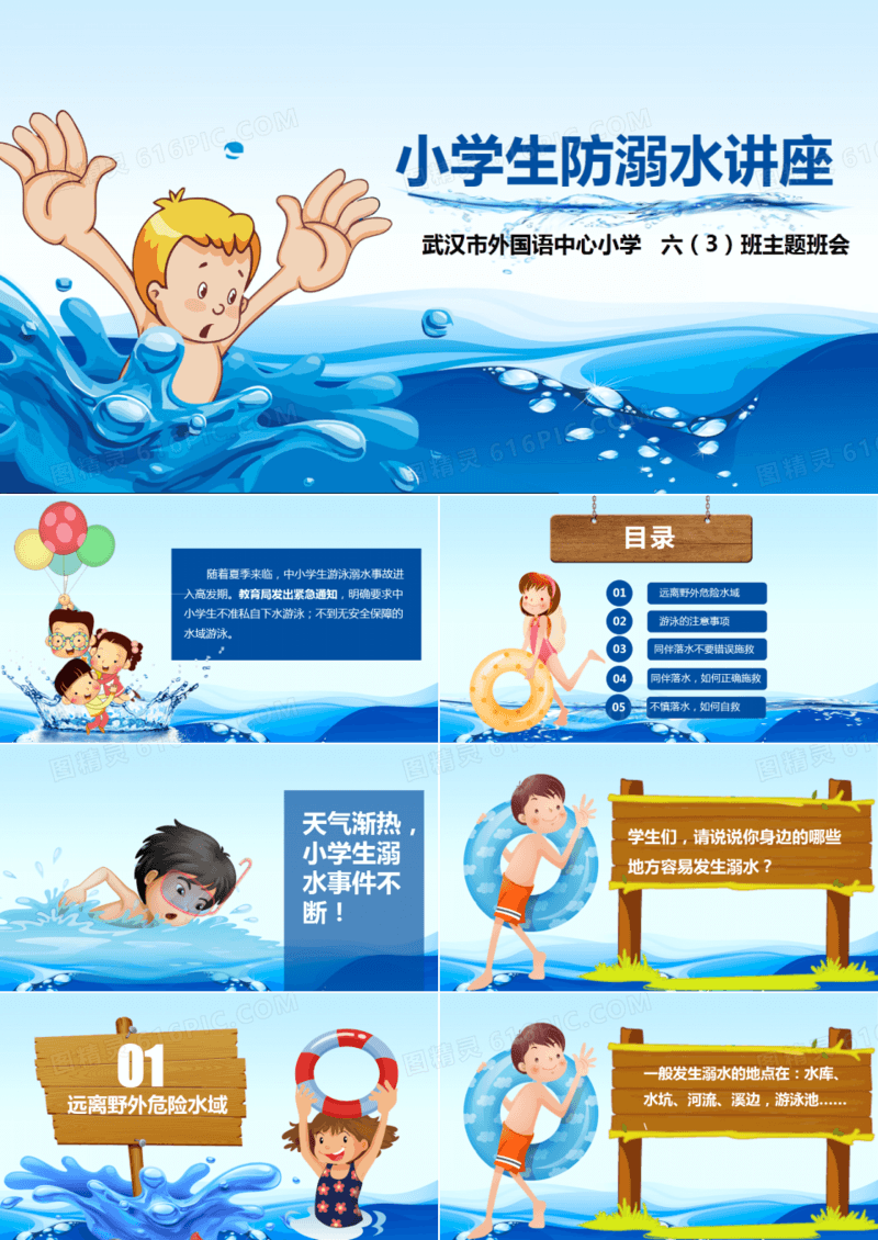 小学生防溺水讲座PPT模板