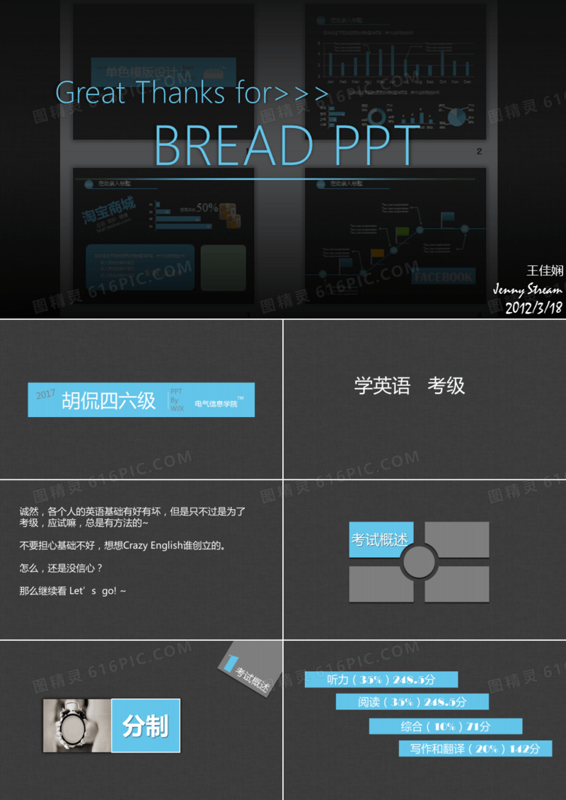 英语四六级考试培训演讲宣传PPT模板