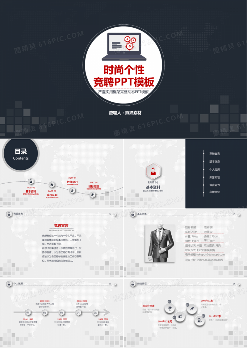 时尚个性岗位竞聘ppt模板