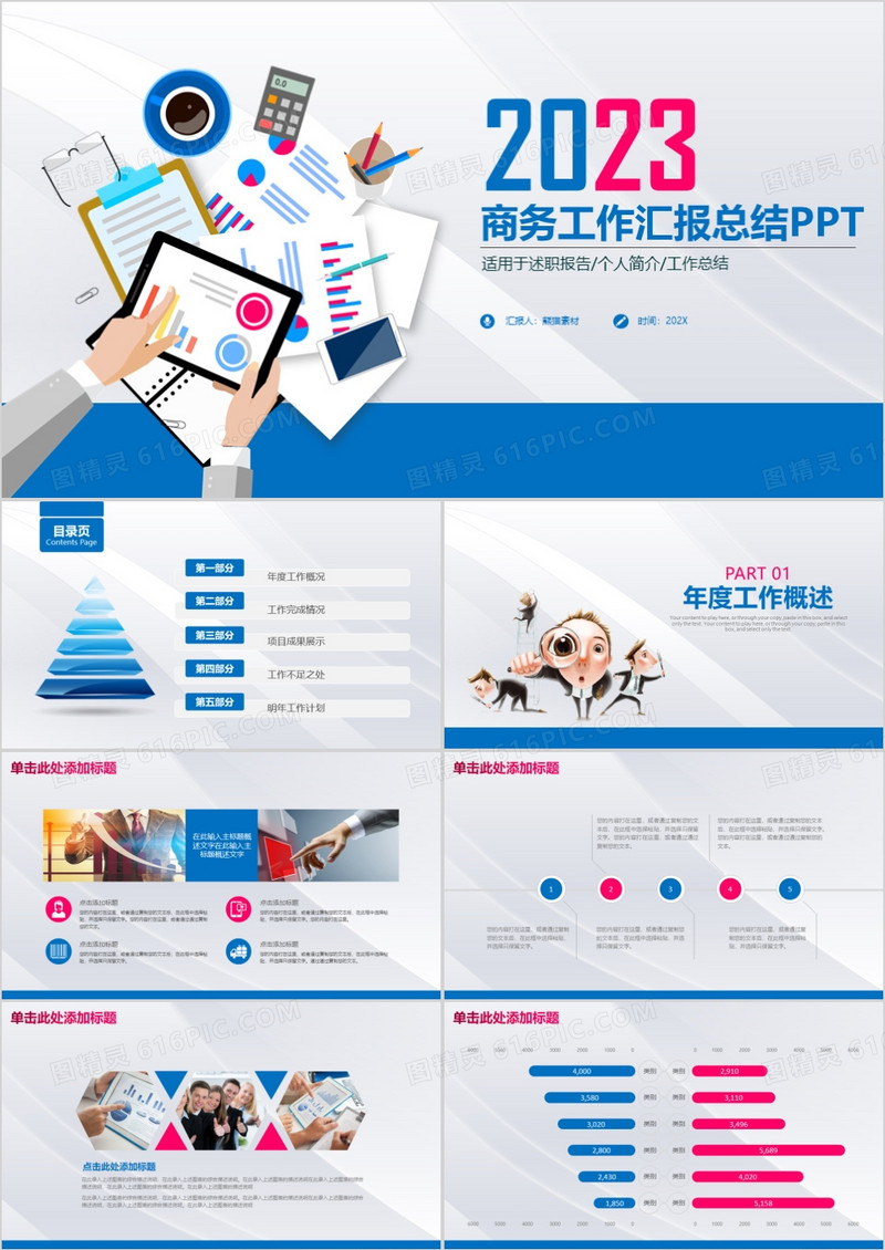 2023商务工作总结汇报ppt模板