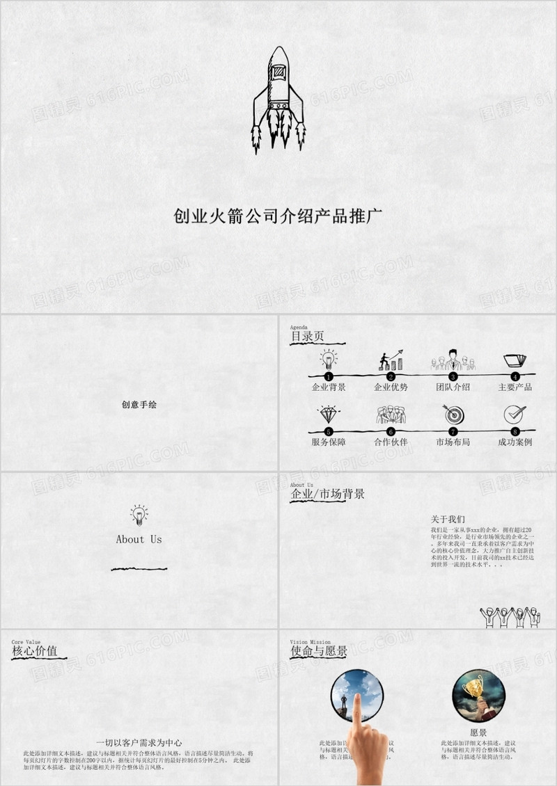 创业火箭公司介绍产品推广PPT模板