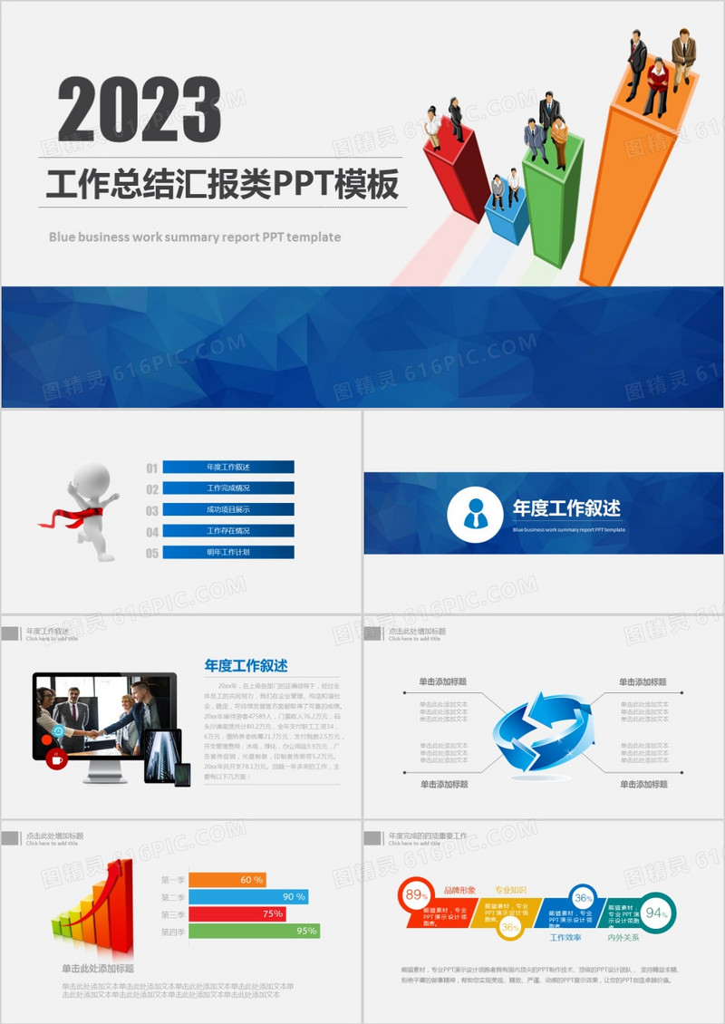 简约工作汇报总结类PPT模板