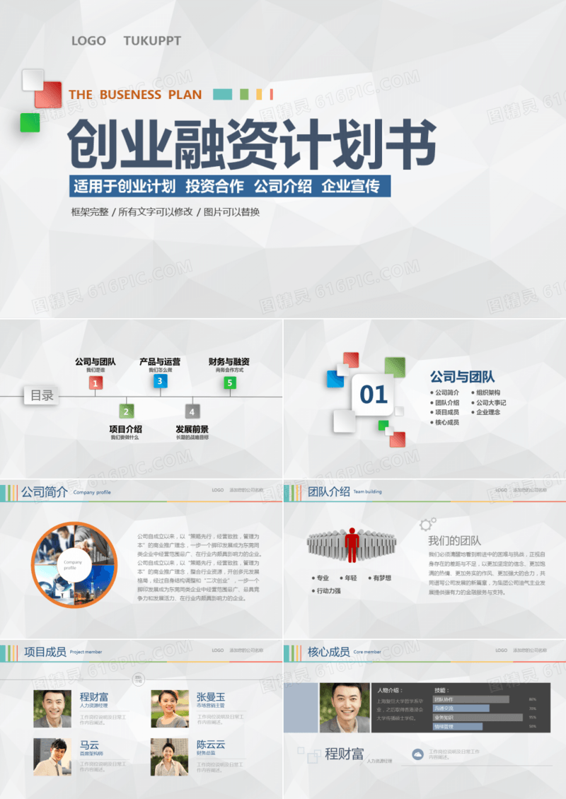 商务创业融资计划书ppt模板