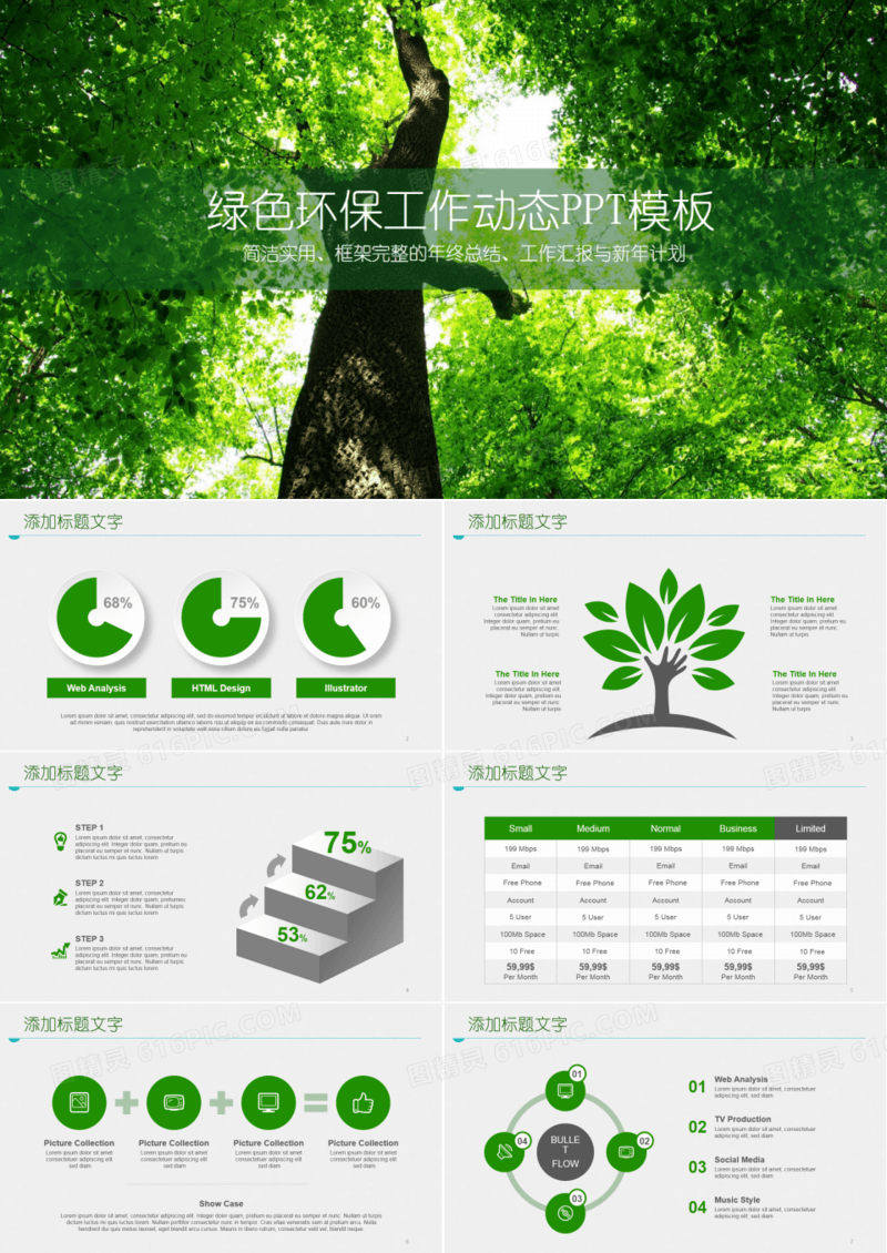 绿色环保工作动态PPT模板