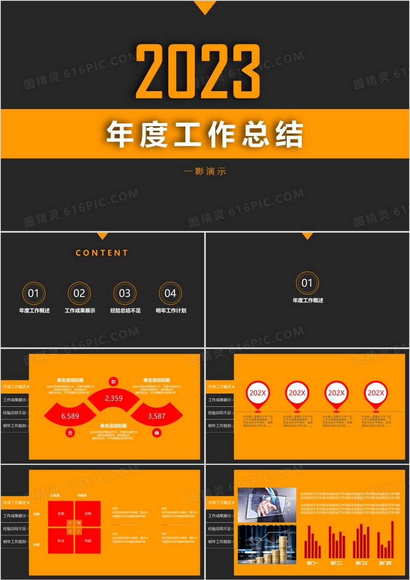 2023时尚商务风工作总结报告PPT模板