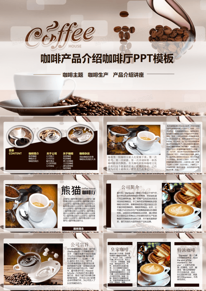 欧美风咖啡产品介绍咖啡主题文化推广PPT模板