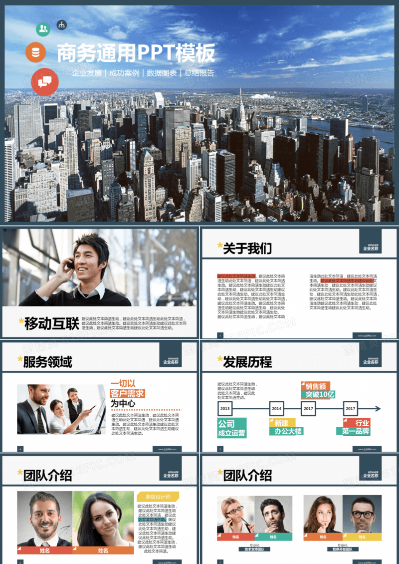 商务企业介绍服务推广市场营销数据分析PPT模板