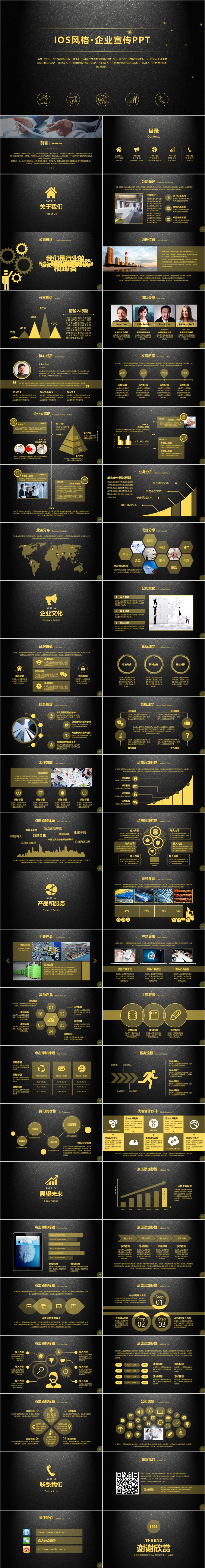 黑金IOS风企业宣传公司介绍PPT模板