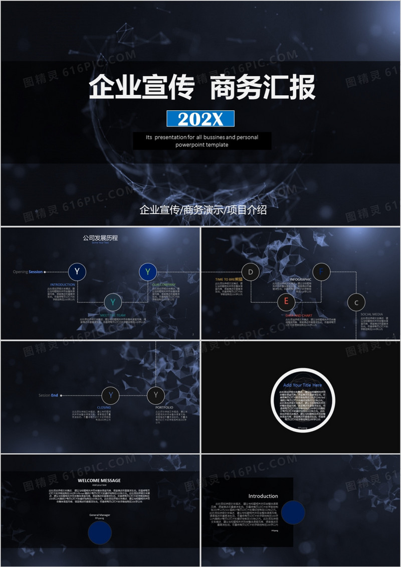 震撼科技风年终总结商务汇报动态PPT模板
