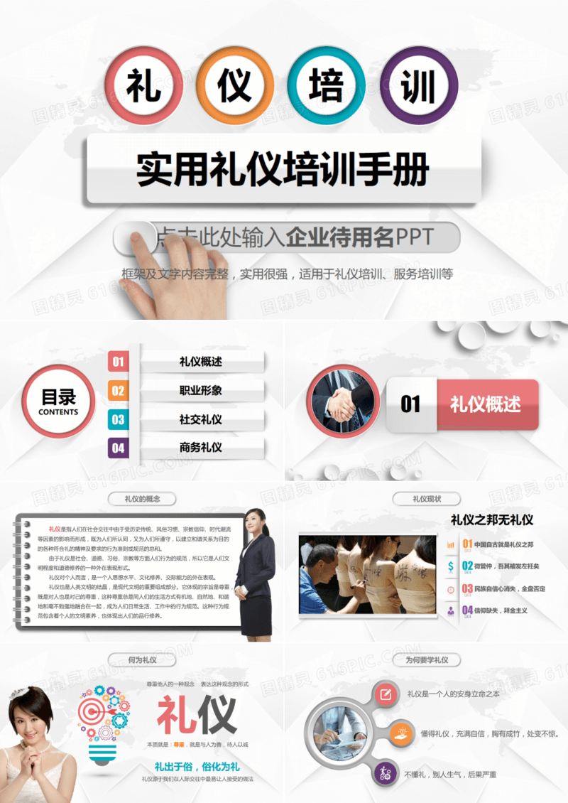 微立体商务礼仪培训完整内容PPT模板