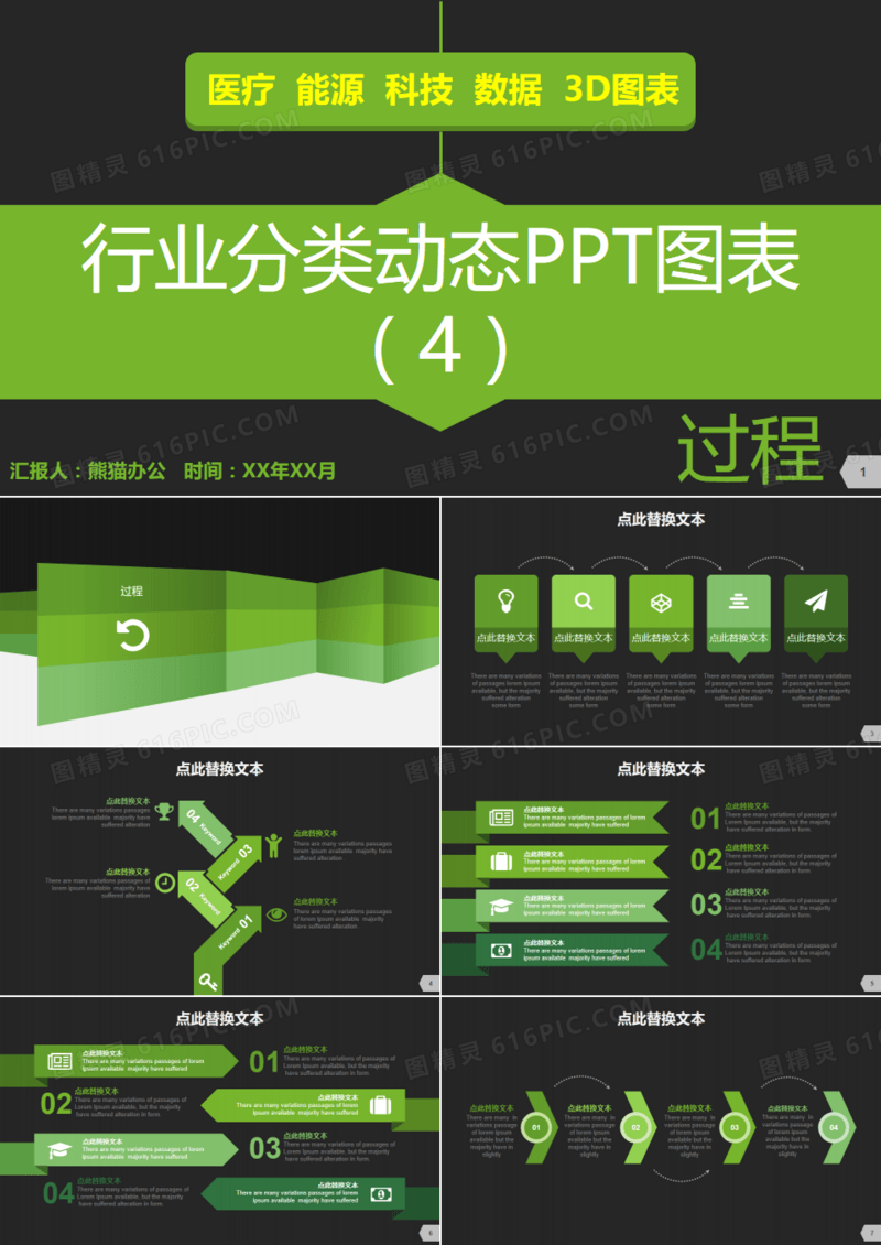 行业分类动态PPT图表4
