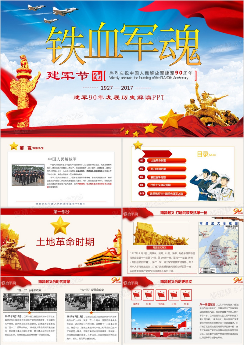 建军90年发展历史解读PPT作品