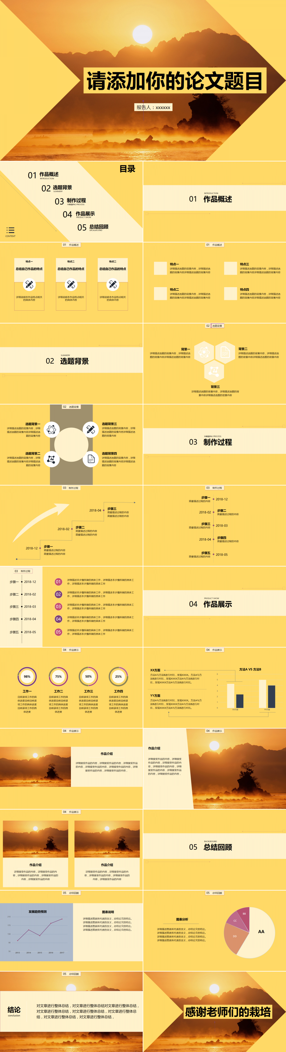 黄色大气时尚毕业答辩PPT模板