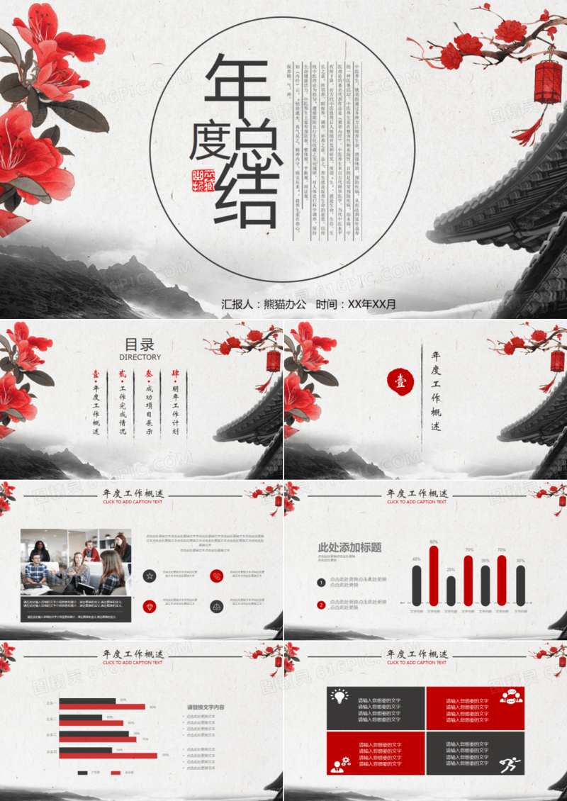 复古商务年度总结计划述职报告PPT模板
