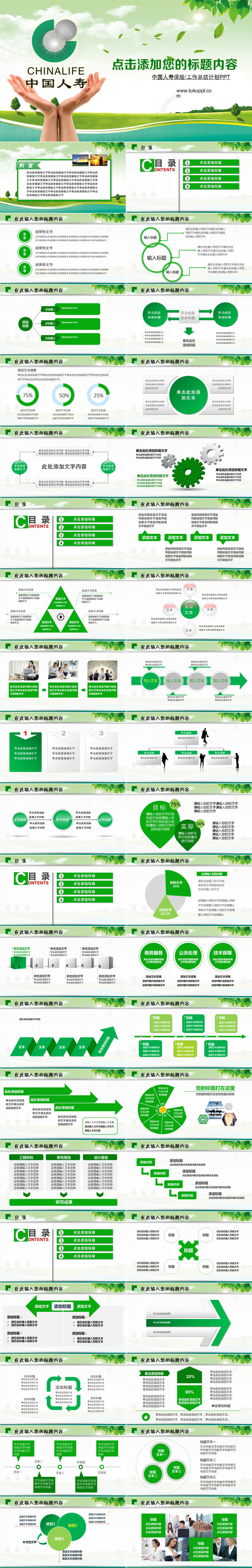 中国人寿保险总结汇报工作汇报计划清新绿色PPT模板