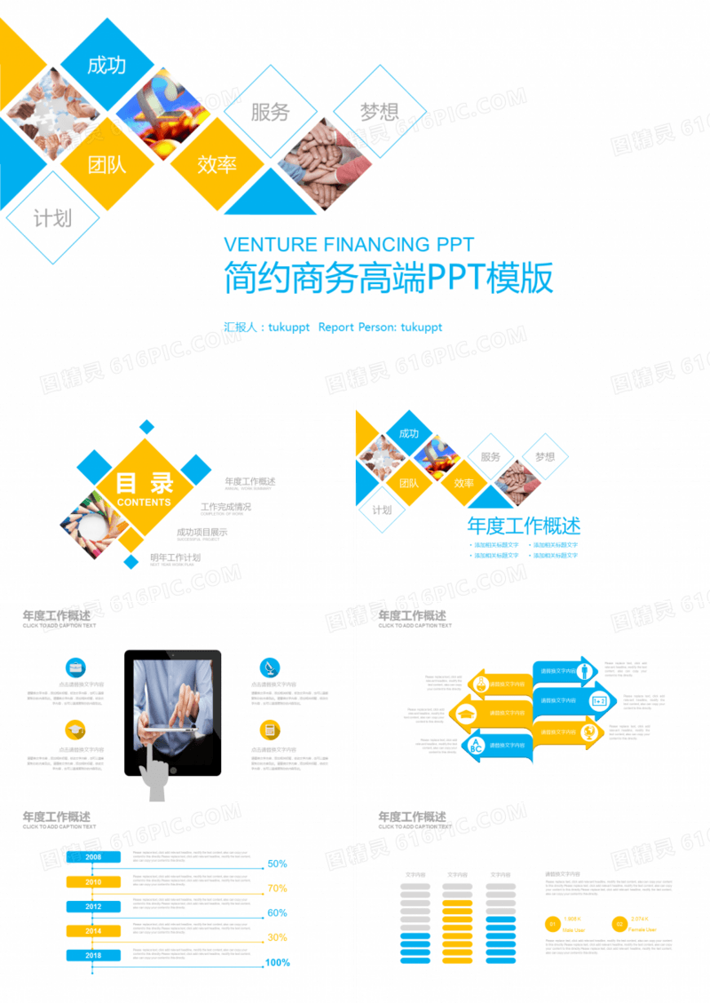 简约融资总结汇报PPT模版