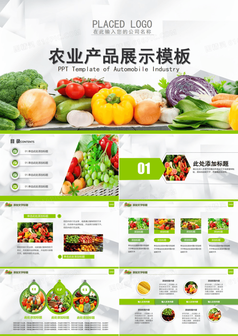 绿色生态农业水果蔬菜农产品ppt模板
