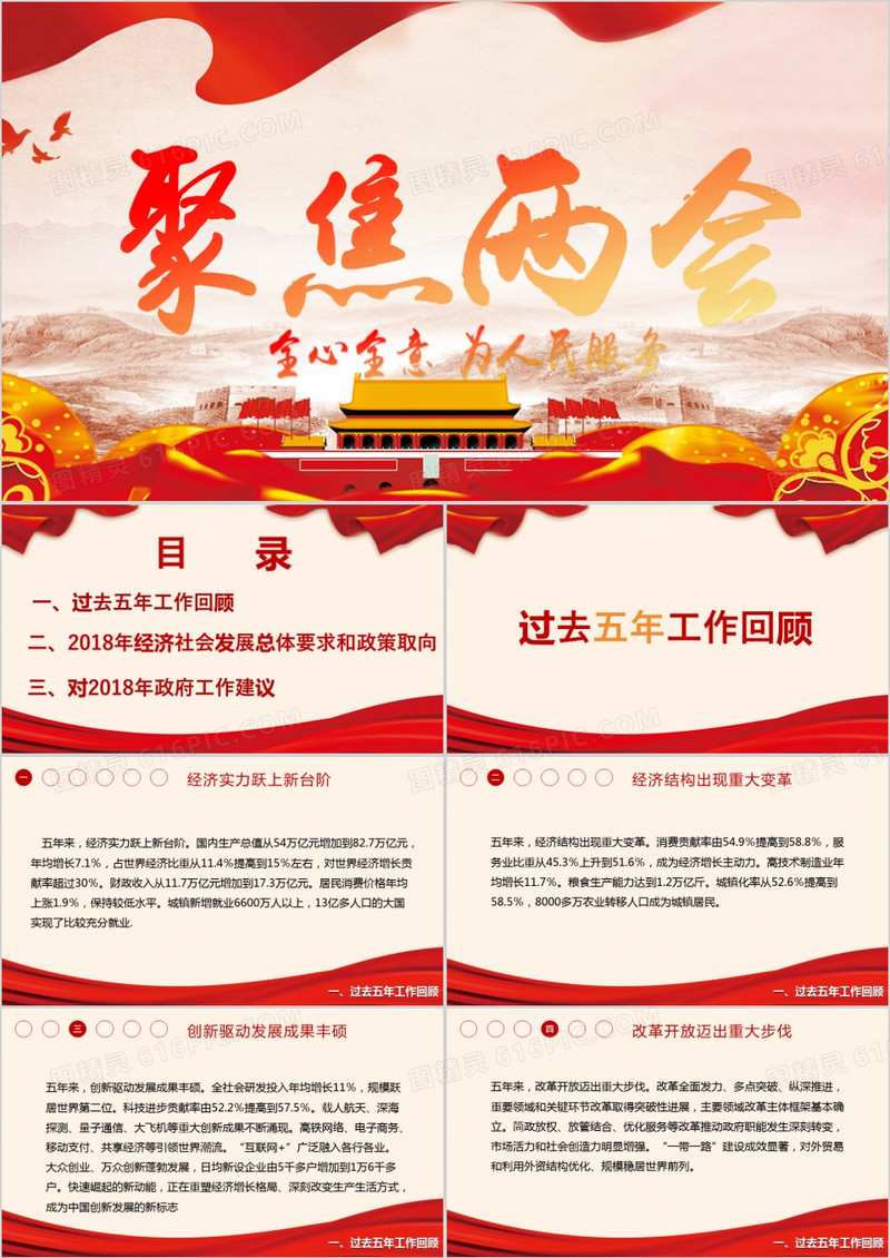 聚焦全国两会PPT模板