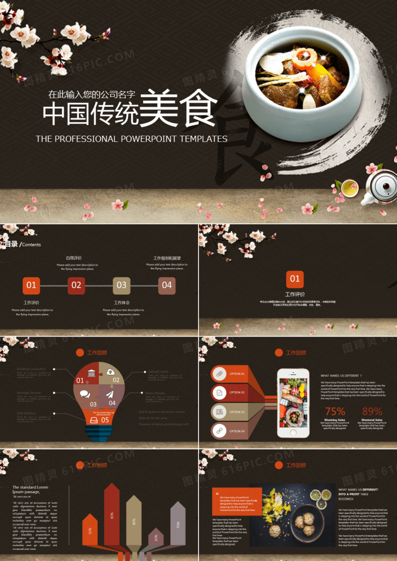 中国传统美食工作总结ppt模板