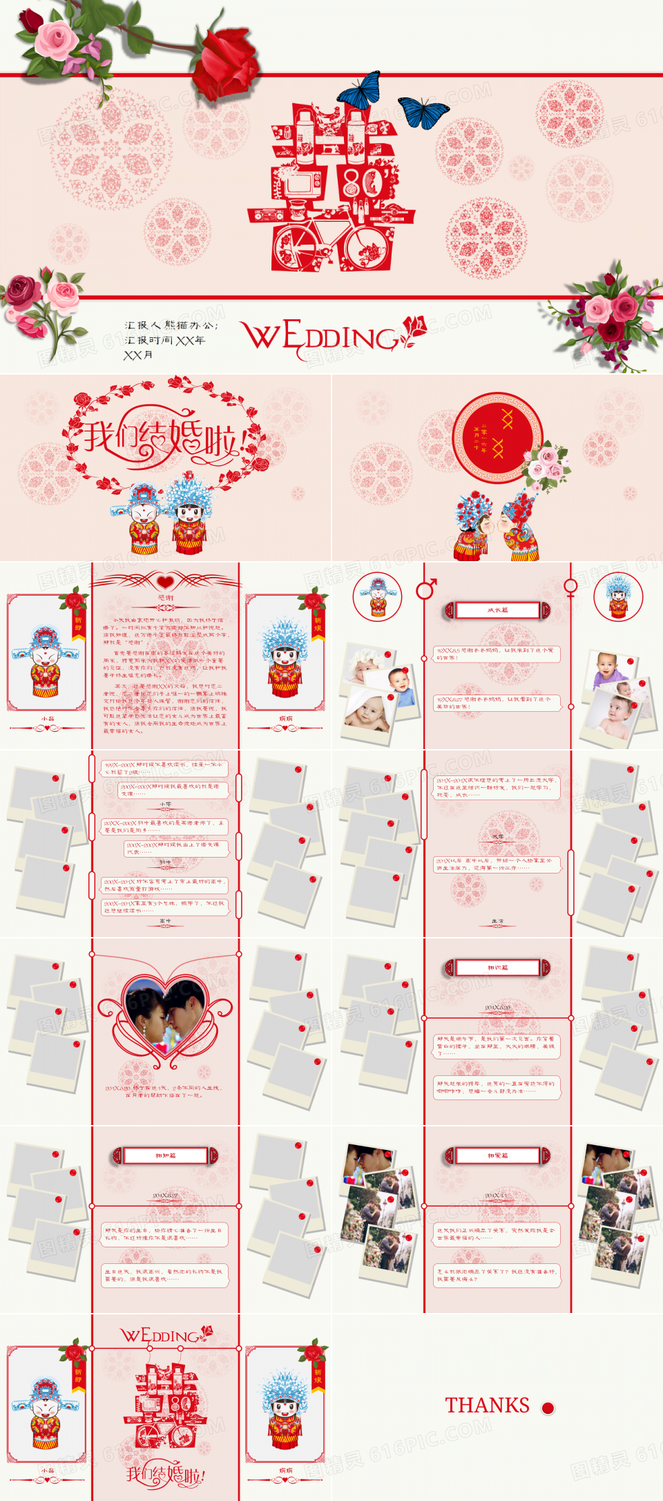 红色中国风婚庆结婚典礼PPT模板