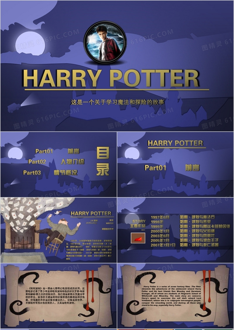 哈利波特探险故事简介ppt模板