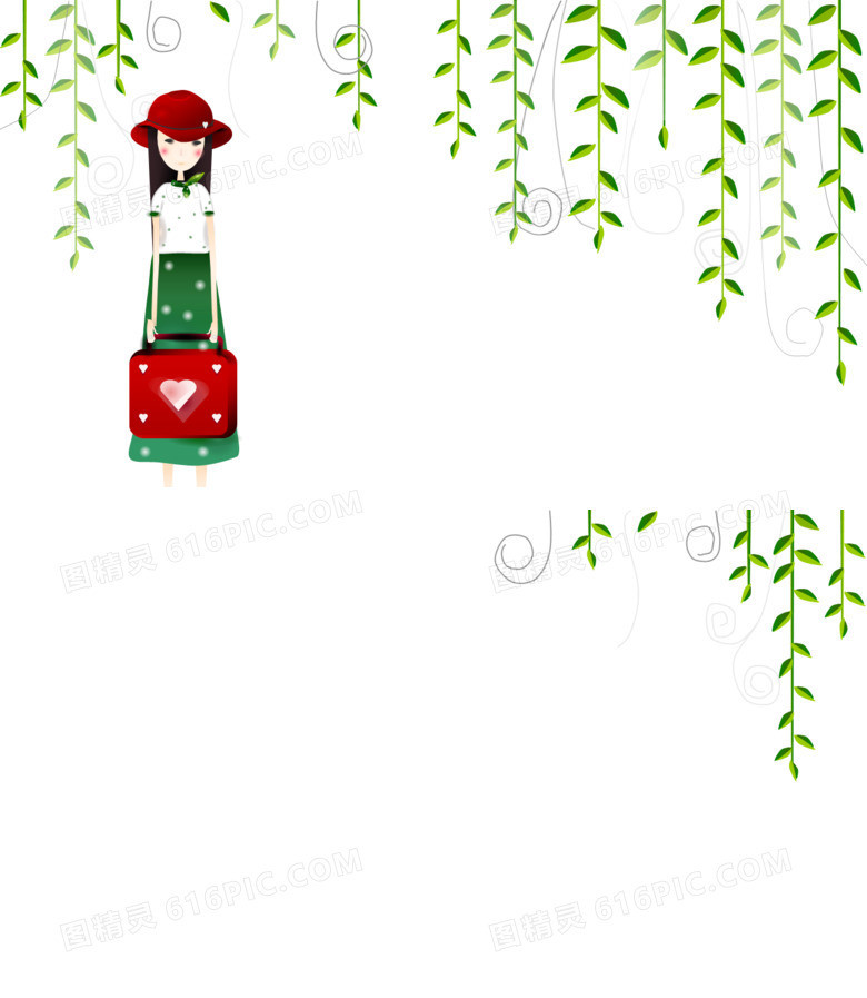 卡通可爱女生PPT背景图片