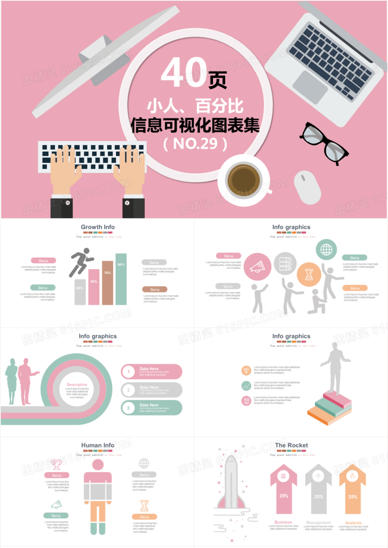 小人百分比比例可视化PPT图表