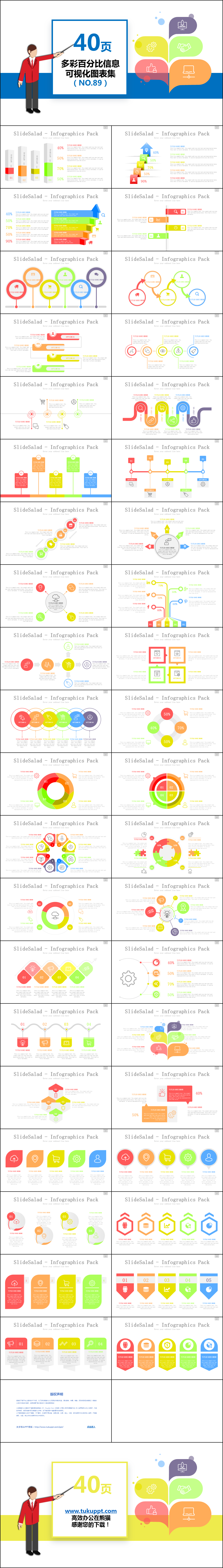 40页多彩百分百信息可视化PPT图表