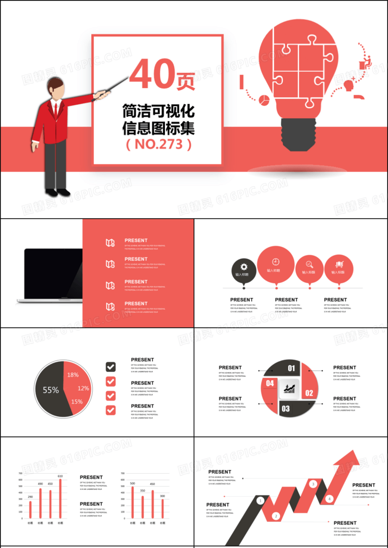 40页可视化图表集PPT模板
