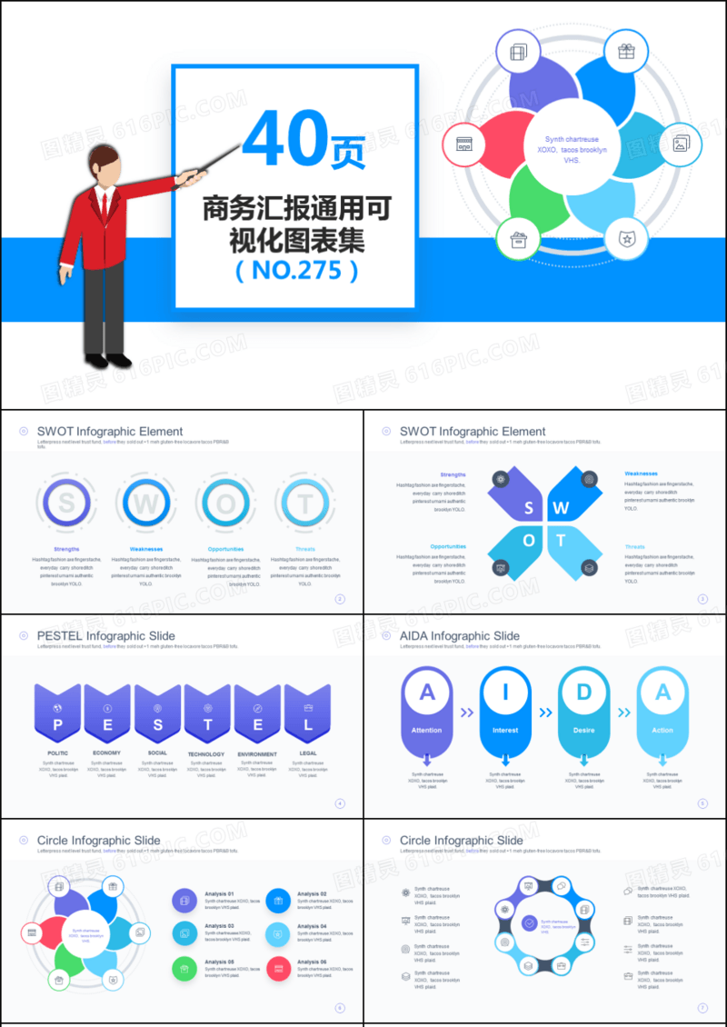 商务汇报通用可视化图表集ppt模板