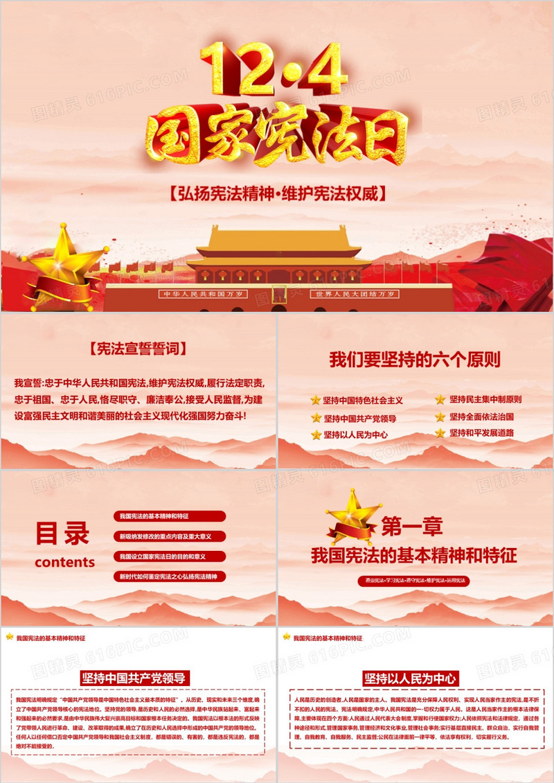 国家宪法日学习新宪法修正案宣誓誓词PPT模板