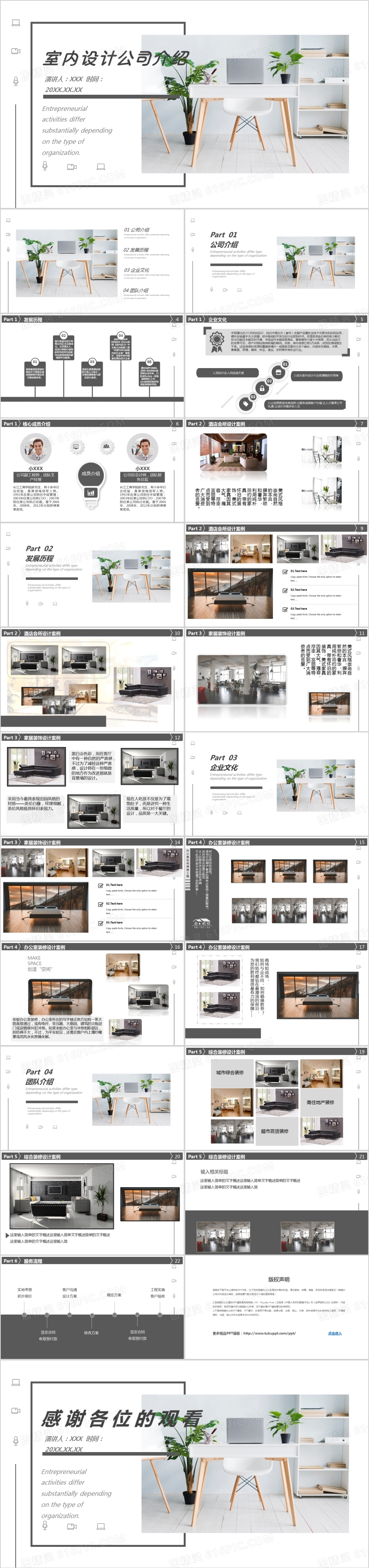 简约装修公司室内设计公司介绍PPT模板